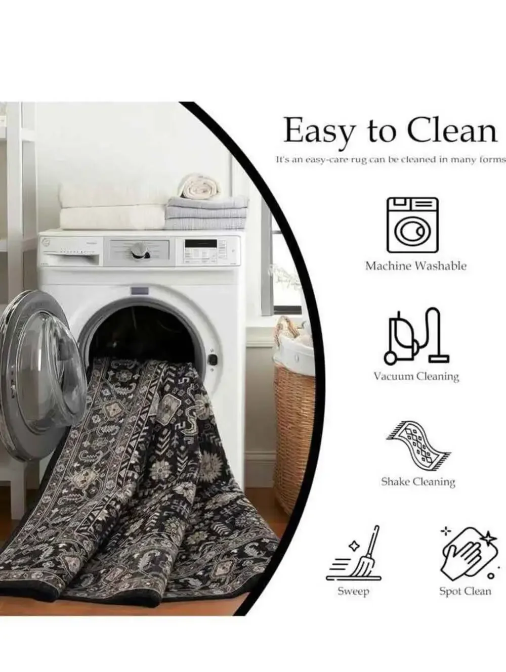 Area Rug NonSlip Machine Washable Ultra Soft Living Room/Bedroom 8x10 Black Gold